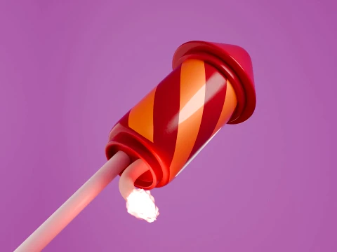 Stylized 3D Fireworks Rocket Prop 3D Model