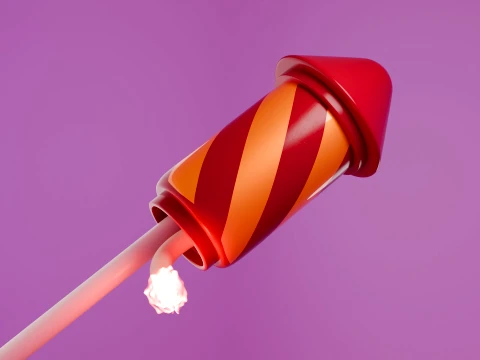 Stylized 3D Fireworks Rocket Prop 3D Model