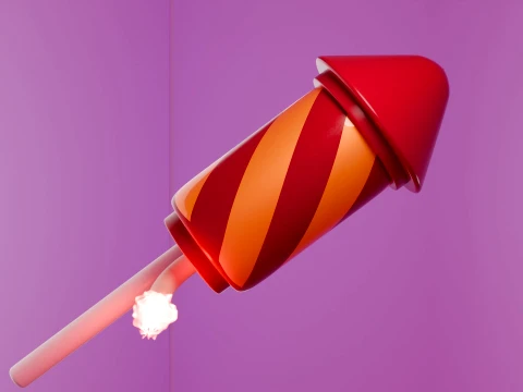 Stylized 3D Fireworks Rocket Prop 3D Model