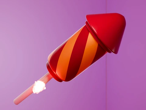 Stylized 3D Fireworks Rocket Prop 3D Model