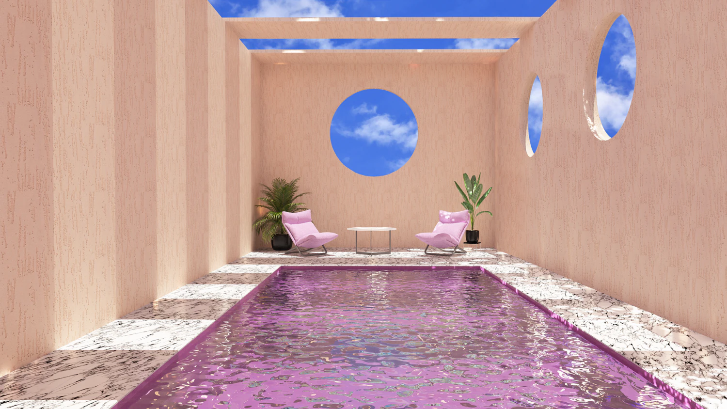 patio with pool 3D Model .c4d .max .obj .3ds .fbx .stl .blend 