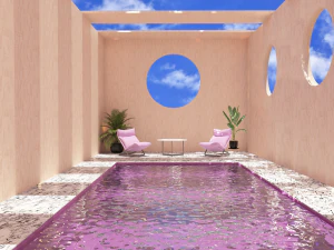 プール付きのパティオ 3Dモデル