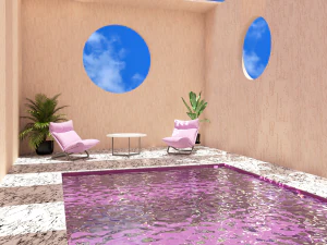patio with pool 3D Model