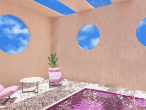 patio with pool 3D Model