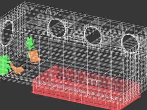 patio with pool 3D Model