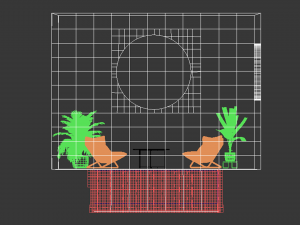patio with pool 3D Model