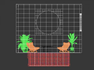 patio with pool 3D Model