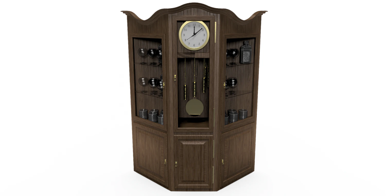 eski ahşap saat 3D Model .c4d .max .obj .3ds .fbx .stl .blend 