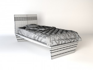 modern wooden bed Modelo 3D