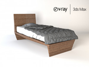 modern wooden bed 3D-Modell