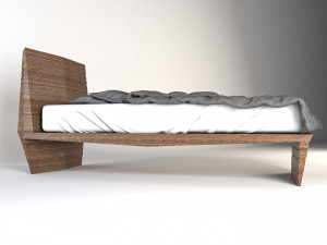 modern wooden bed Modelo 3D