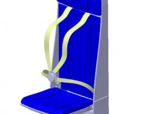 Detailed FLIGHT ATTENDANT SEAT 3D Model
