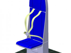 Detailed FLIGHT ATTENDANT SEAT 3D Model