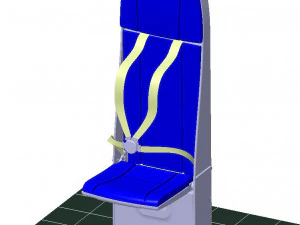 Detailed FLIGHT ATTENDANT SEAT 3D Model
