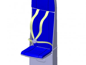 Detailed FLIGHT ATTENDANT SEAT 3D Model