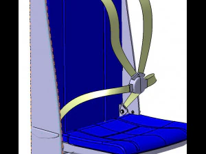 Detailed FLIGHT ATTENDANT SEAT 3D Model