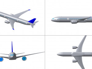 Detailed CIVIL AIRCRAFT for 300 passengers 3D Model