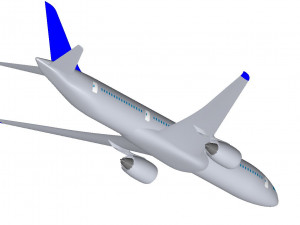 Detailed CIVIL AIRCRAFT for 300 passengers 3D Model