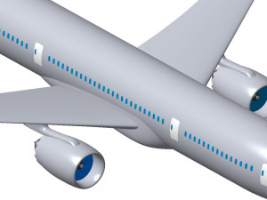 Detailed CIVIL AIRCRAFT for 300 passengers 3D Model