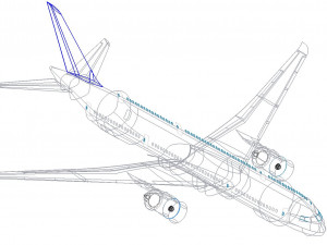 Detailed CIVIL AIRCRAFT for 300 passengers 3D Model