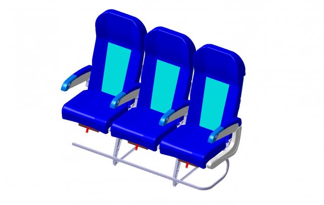 DETAILED TRIPLE SEAT assy 3D Model .c4d .max .obj .3ds .fbx .stl .blend 