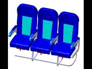 DETAILED TRIPLE SEAT assy 3D Model