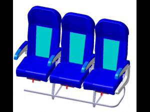 DETAILED TRIPLE SEAT assy 3D Model