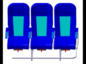 DETAILED TRIPLE SEAT assy 3D Model