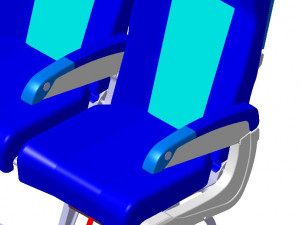 DETAILED TRIPLE SEAT assy 3D Model