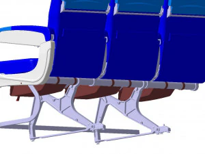 DETAILED TRIPLE SEAT assy 3D Model