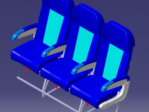 DETAILED TRIPLE SEAT assy 3D Model