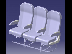 DETAILED TRIPLE SEAT assy 3D Model