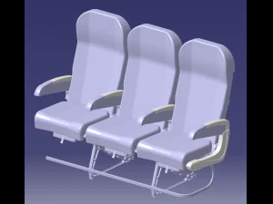 DETAILED TRIPLE SEAT assy 3D Model