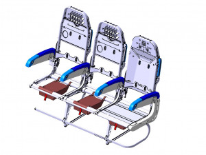 DETAILED TRIPLE SEAT assy 3D Model