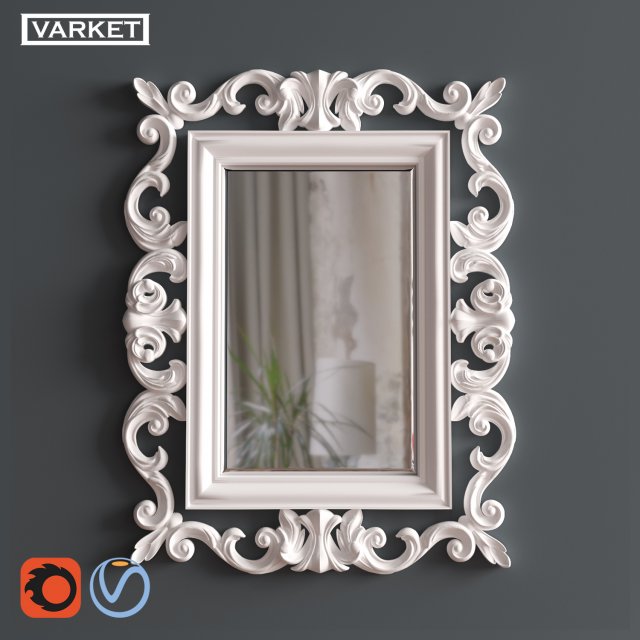 mirror in classic style 3d print model 3D Model .c4d .max .obj .3ds .fbx .stl .blend 