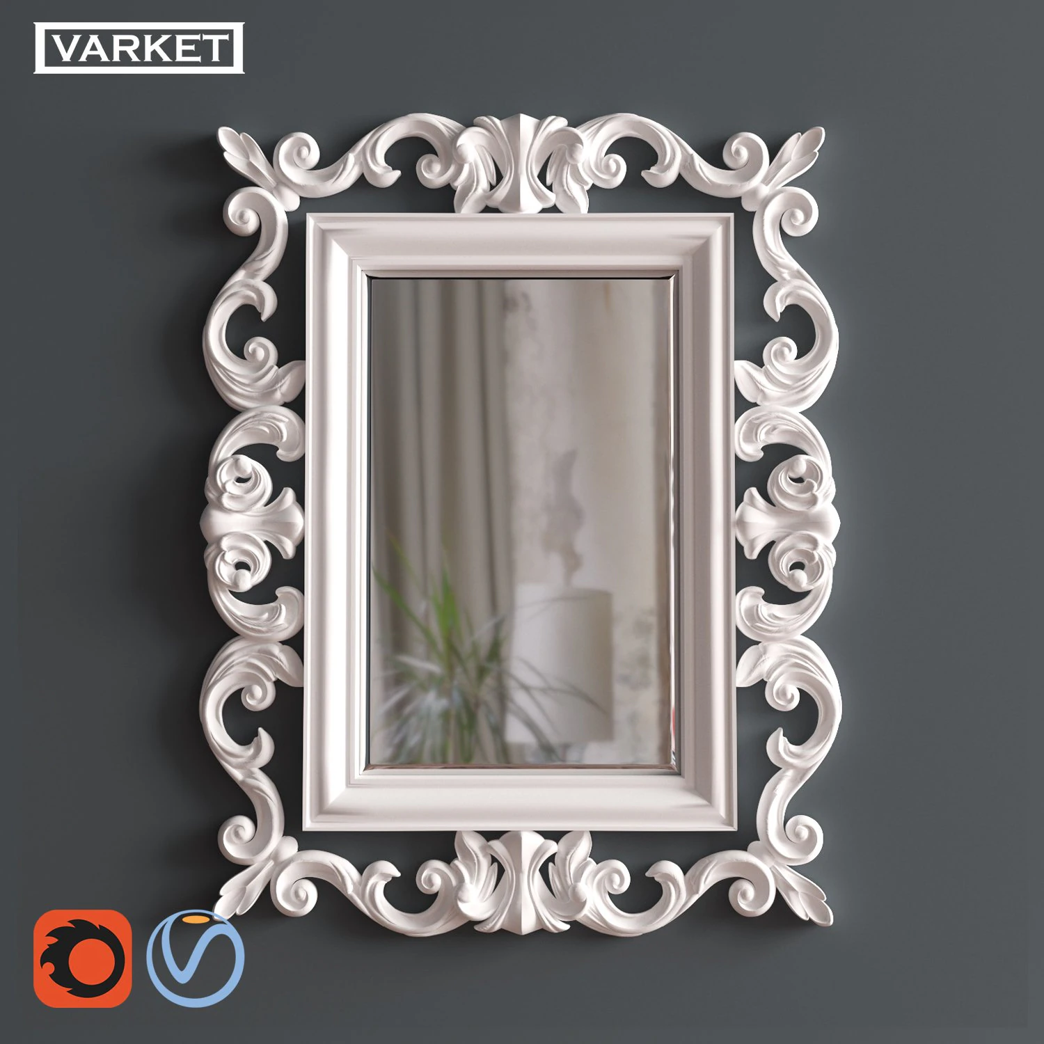 mirror in classic style 3d print model 3D Model .c4d .max .obj .3ds .fbx .stl .blend 