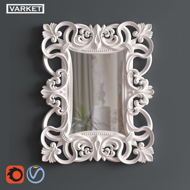 mirror in classic style 3D Model .c4d .max .obj .3ds .fbx .stl .blend 