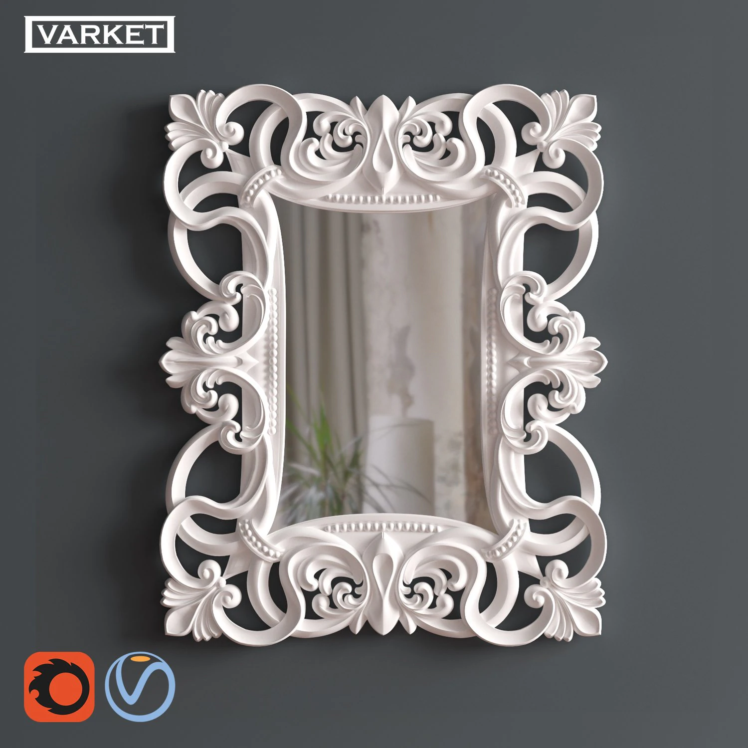 mirror in classic style 3D Model .c4d .max .obj .3ds .fbx .stl .blend 