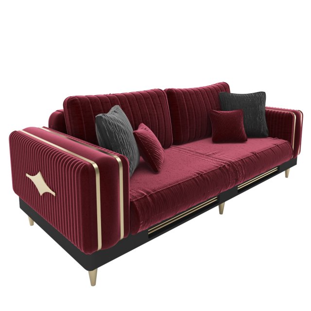 sofa velvet 3D 模型 .c4d .max .obj .3ds .fbx .stl .blend