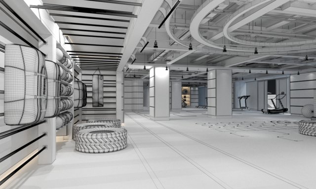 gym interior 3D Model .c4d .max .obj .3ds .fbx .stl .blend 