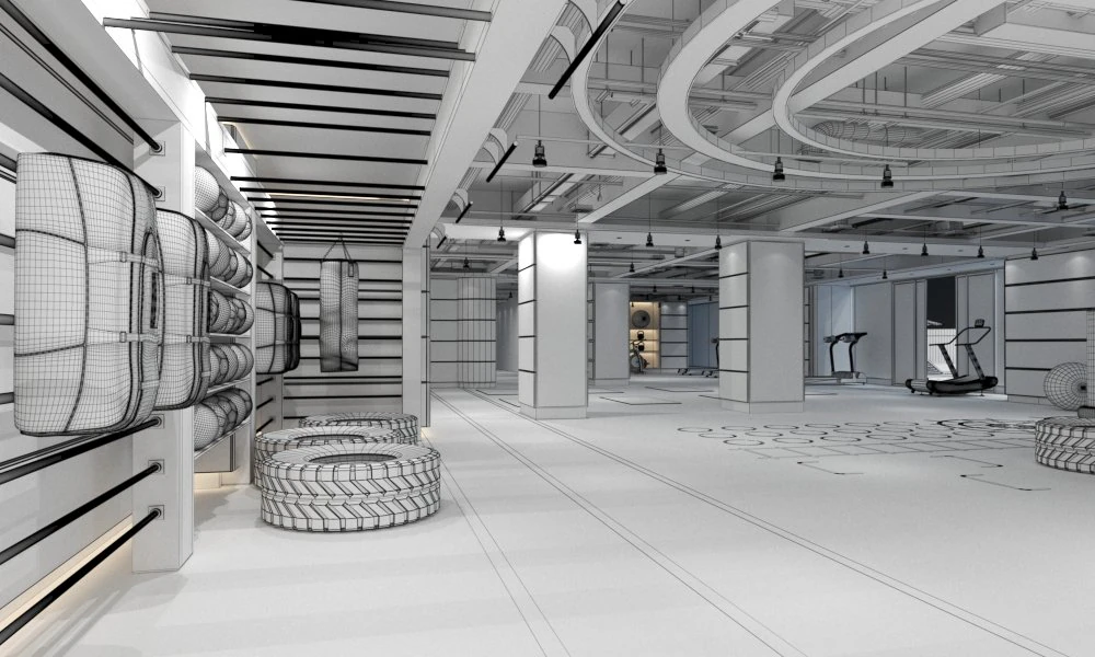 gym interior 3D Model .c4d .max .obj .3ds .fbx .stl .blend 
