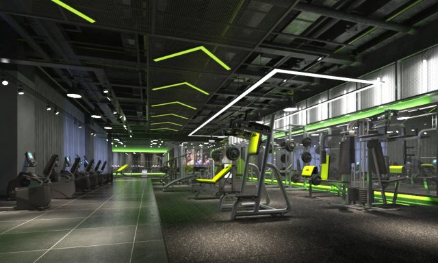gym interior Modelo 3D .c4d .max .obj .3ds .fbx .stl .blend 