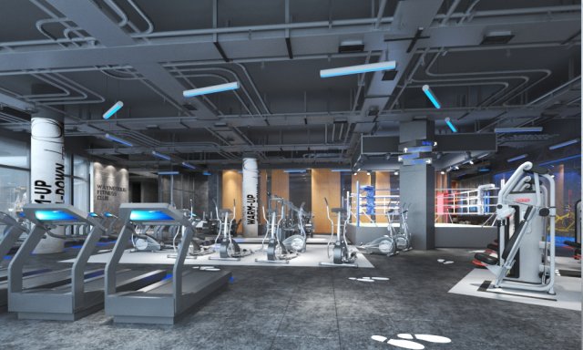 gym interior 3D Model .c4d .max .obj .3ds .fbx .stl .blend 