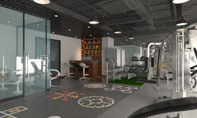 gym interior Model 3D .c4d .max .obj .3ds .fbx .stl .blend 