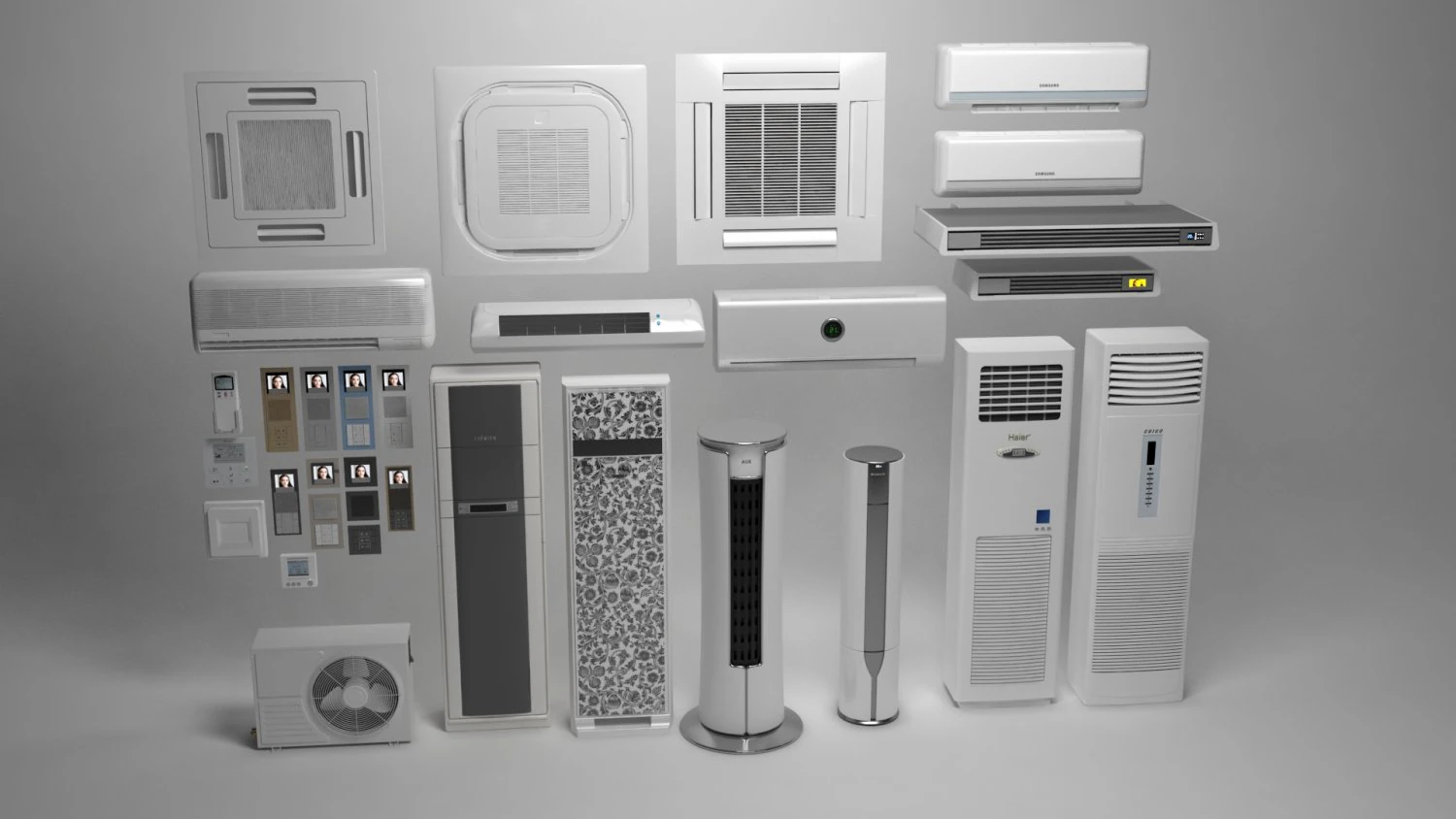 एयर कंडीशनर पैक 3D मॉडल .c4d .max .obj .3ds .fbx .stl .blend 