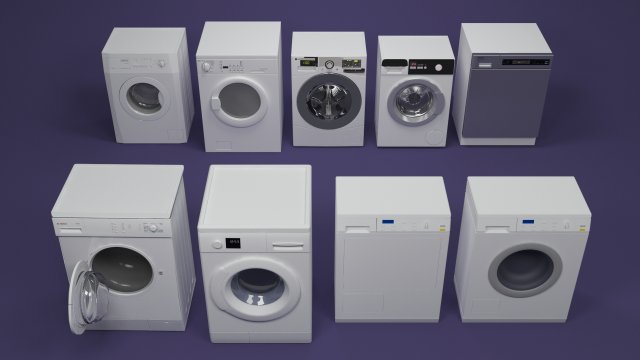 washing machine pack 3D-Modell .c4d .max .obj .3ds .fbx .stl .blend 