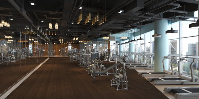 gym interior 3D Модель .c4d .max .obj .3ds .fbx .stl .blend 