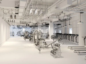 interior do gin&aacute;sio Modelo 3D