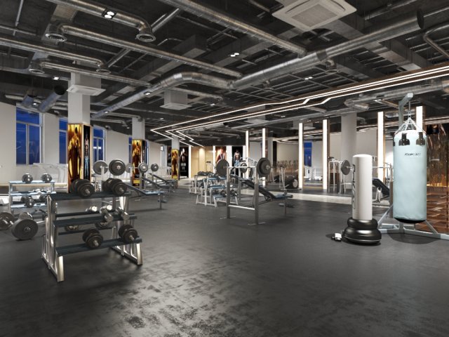 gym interior 3D Model .c4d .max .obj .3ds .fbx .stl .blend 