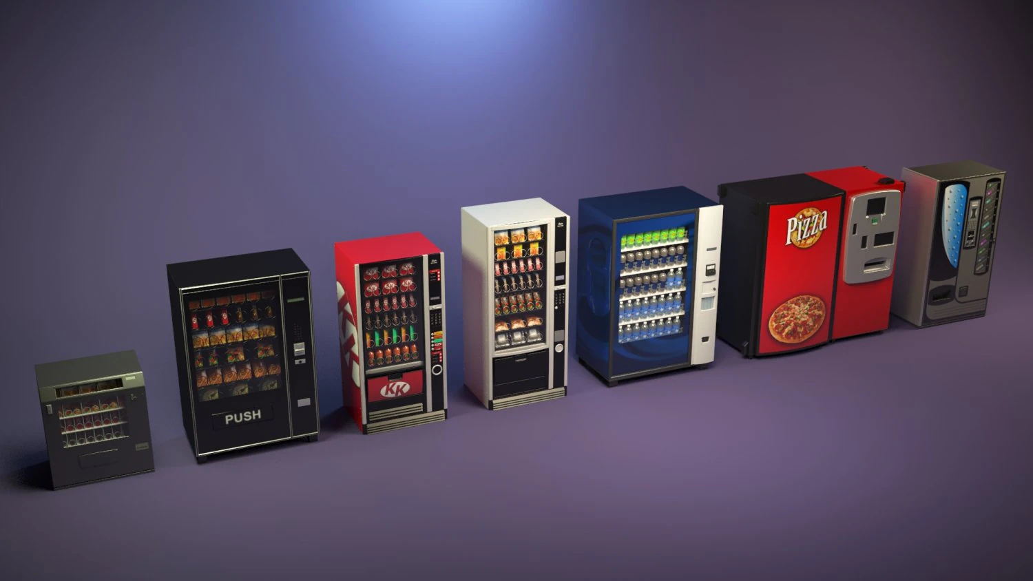 vending machine collection 3D Model .c4d .max .obj .3ds .fbx .stl .blend 
